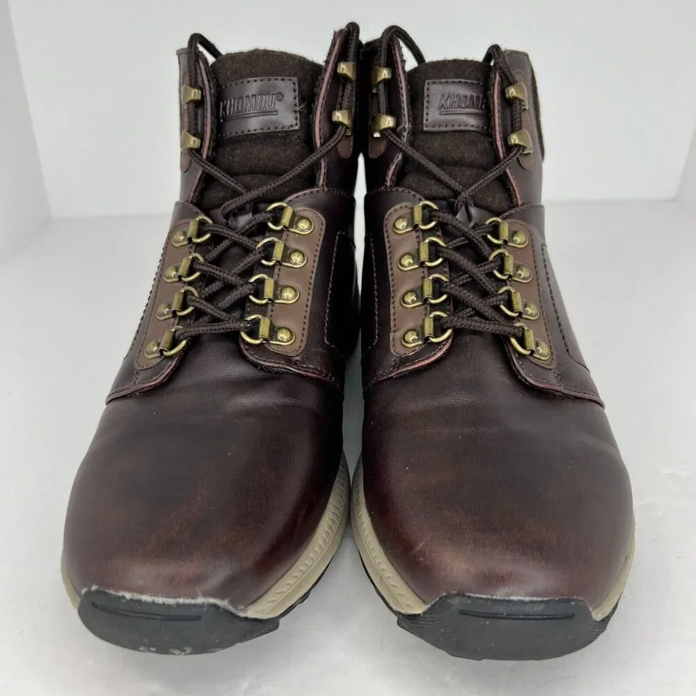 Khombu Mens 1323899 Nick Brown Leather Lace Up Ankle Size 9 M Hiking Boots